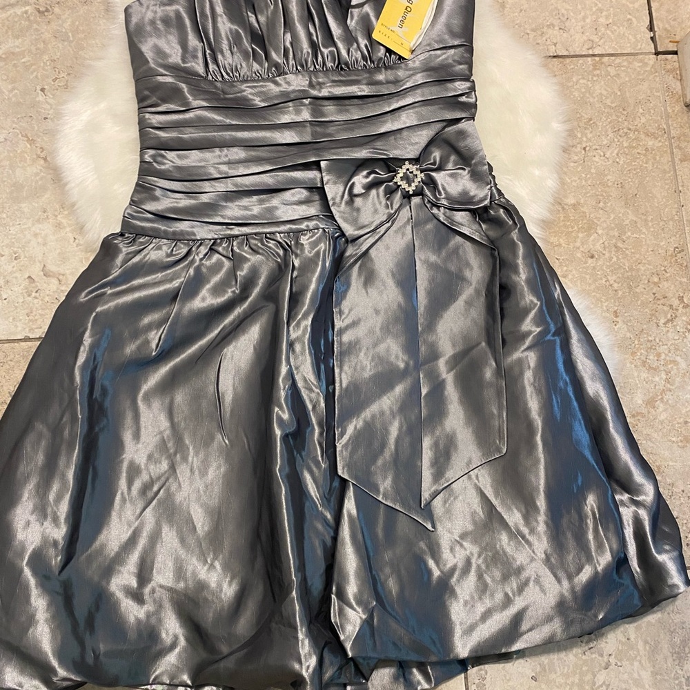 Dancing Queen Gray One Shoulder Cocktail Dress